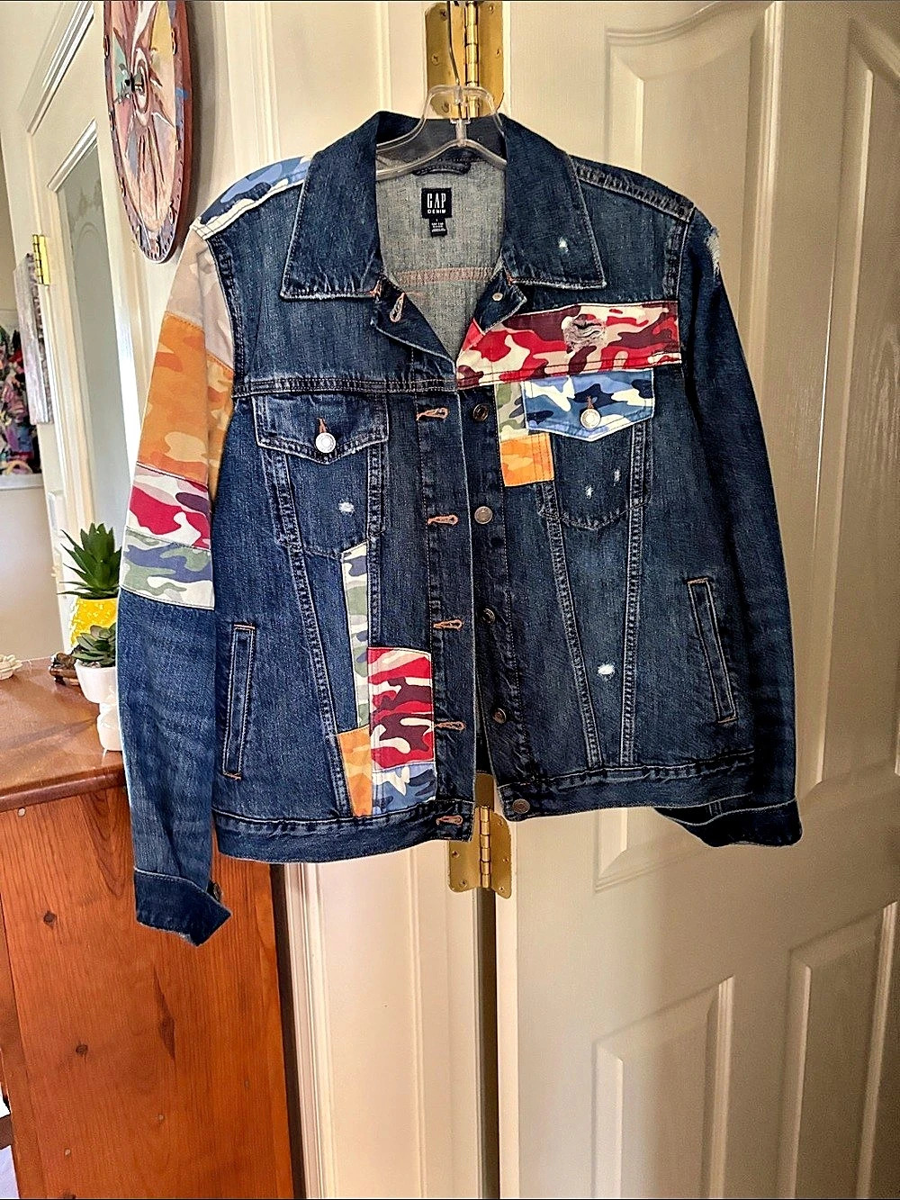 Gap Denim Patchwork Jacket Blue & Multicolor